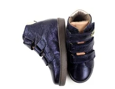 Bisgaard vintersneaker midnight metallic med velcro og TEX